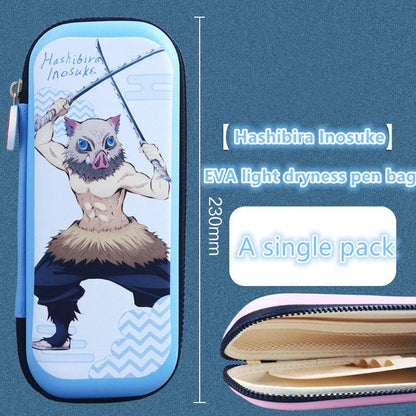 Demon Slayer Kimetsu no Yaiba Pencil Case, Hard Shell EVA Anime Pencil Box, Large Capacity Stationery Storage Bag, Tanjiro Nezuko Zenitsu Inosuke Pen Pouch, School Supplies for Students, Anime Merch Gift