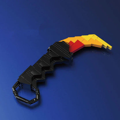 Demon Slayer Rengoku Kyojuro Flame Dagger Building Blocks, Anime Sword Model Bricks Kit, Cosplay Prop Knife Toy, Collectible Assembly Weapon Model, Gift for Demon Slayer Fans & Block Builders