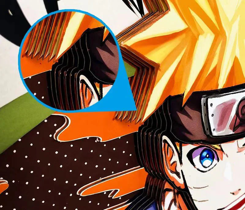 Naruto Uzumaki 3D Layered Paper Art Frame, Anime Naruto Handmade Paper Cut Shadow Box, Stratification Paper Carving Painting, Wall & Desk Display Decor, Collectible Art Gift for Naruto Anime Fans