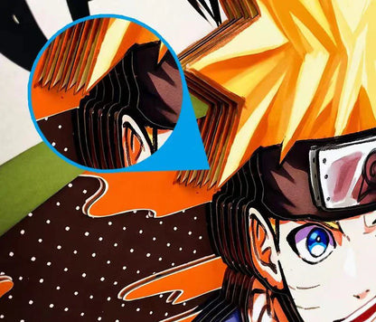Naruto Uzumaki 3D Layered Paper Art Frame, Anime Naruto Handmade Paper Cut Shadow Box, Stratification Paper Carving Painting, Wall & Desk Display Decor, Collectible Art Gift for Naruto Anime Fans