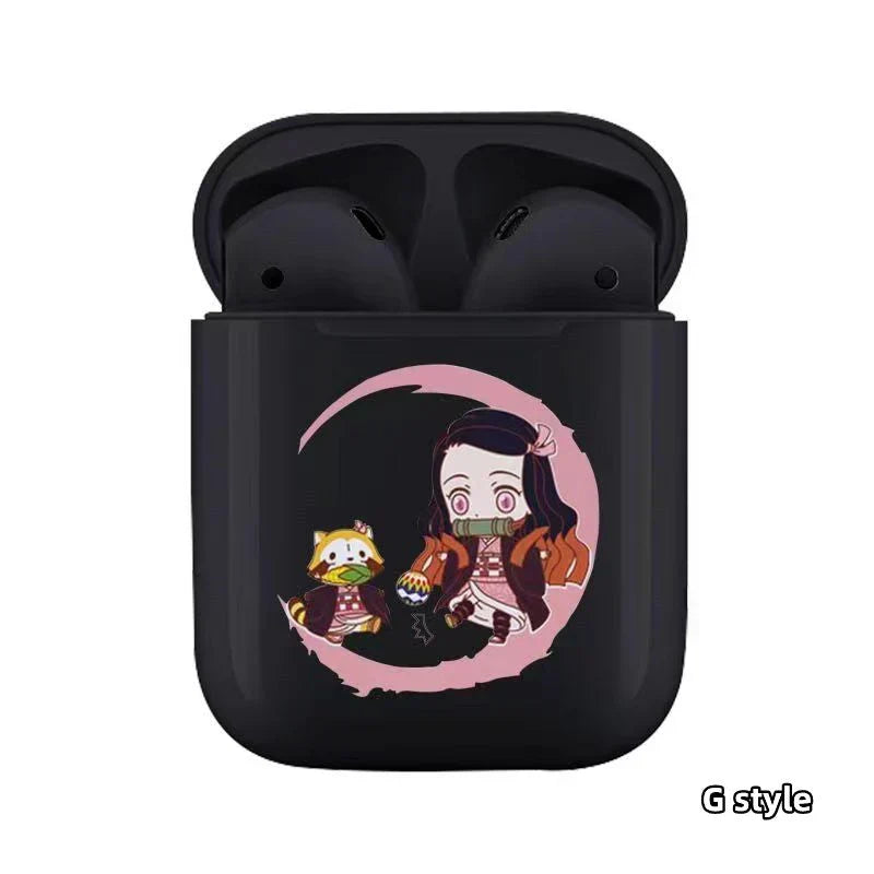 Demon Slayer Wireless Bluetooth Earbuds, Tanjiro Nezuko Zenitsu Giyuu Anime Print TWS Earphones, Touch Control Stereo Sound Headset, Portable Earbuds Case, Anime Fan Gift