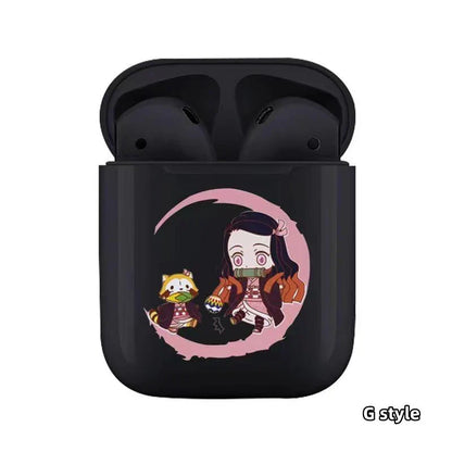 Demon Slayer Wireless Bluetooth Earbuds, Tanjiro Nezuko Zenitsu Giyuu Anime Print TWS Earphones, Touch Control Stereo Sound Headset, Portable Earbuds Case, Anime Fan Gift