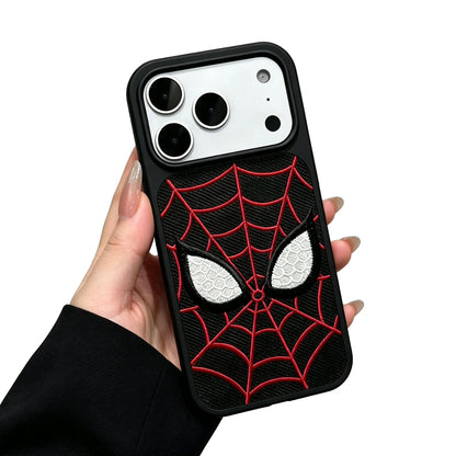 Marvel Spider‑Man Embroidered Glow In The Dark Phone Case 3D Web Pattern Shockproof Protective Anime Cover For Iphone 2‑Color Options