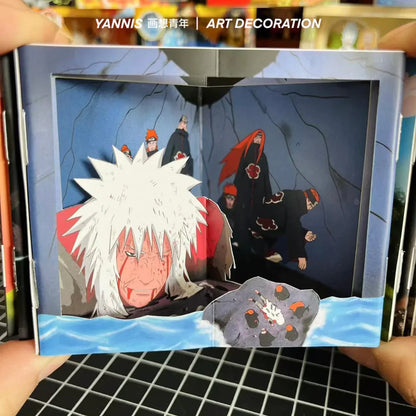 Naruto Anime Book Nook Paper Craft Kit, 3D Paper Cut Diorama Book, DIY Papercraft Scene Model, Anime Bookend Display Art Decor, Naruto Fan Handmade Gift
