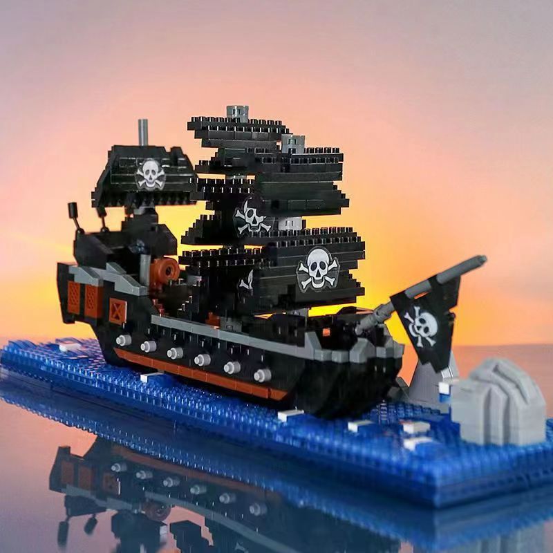 One Piece Thousand Sunny Ship in Bottle Micro Building Blocks Set, LED Light Mini Bricks Model with Display Bottle & Wood Stand, DIY Assembly Toy, Desktop Decor, Collectible Gift for Anime Fans