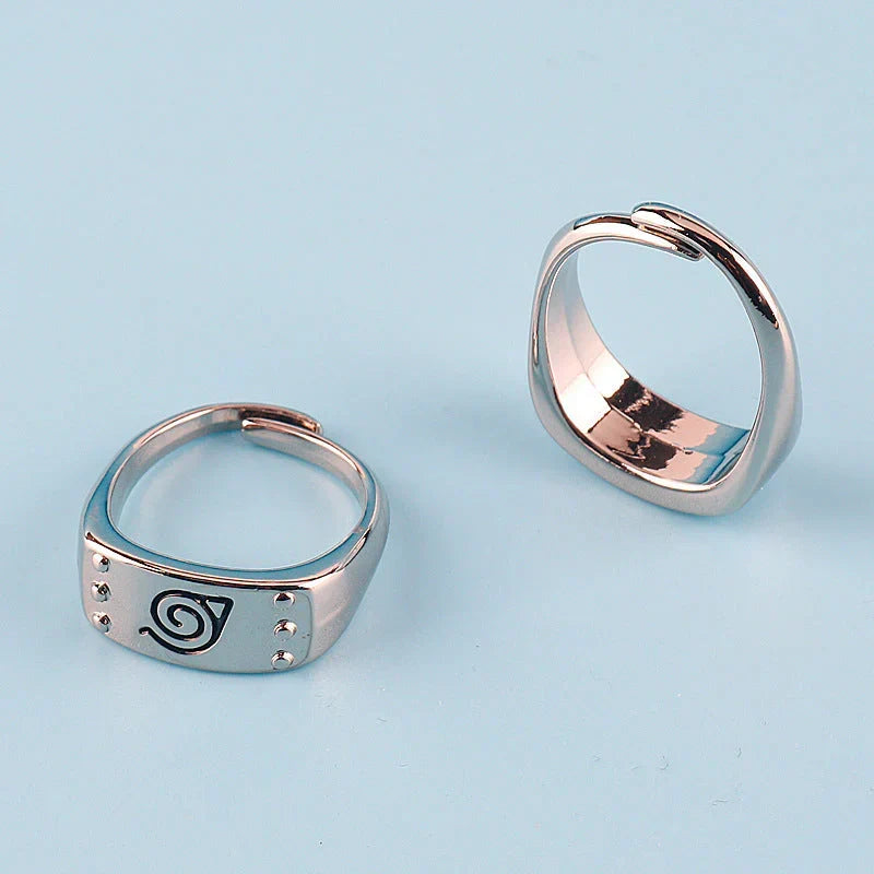 Naruto Konoha Village Symbol Adjustable Ring, Anime Leaf Village Logo Metal Open Ring, Cosplay Finger Jewelry, Fashion Anime Statement Ring, Collectible Gift for Naruto Fans