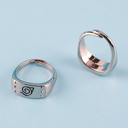 Naruto Konoha Village Symbol Adjustable Ring, Anime Leaf Village Logo Metal Open Ring, Cosplay Finger Jewelry, Fashion Anime Statement Ring, Collectible Gift for Naruto Fans