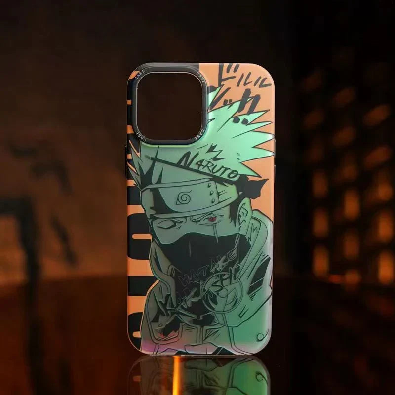 Naruto Luminous Anime Phone Case for iPhone, Itachi Kakashi Manga Print Soft TPU Shockproof Protective Cover, Glow In The Dark Anime Phone Shell, Naruto Fan Gift
