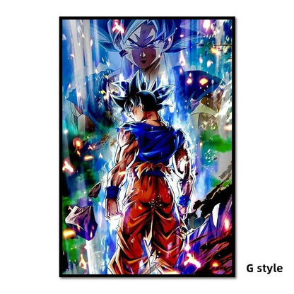 Dragon Ball Z Super Saiyan Wall Art Poster, Goku Vegeta Trunks Anime Canvas Print, Unframed Cartoon Character Painting, Home Bedroom Decor, Collectible Wall Hanging Gift for Dragon Ball Fans