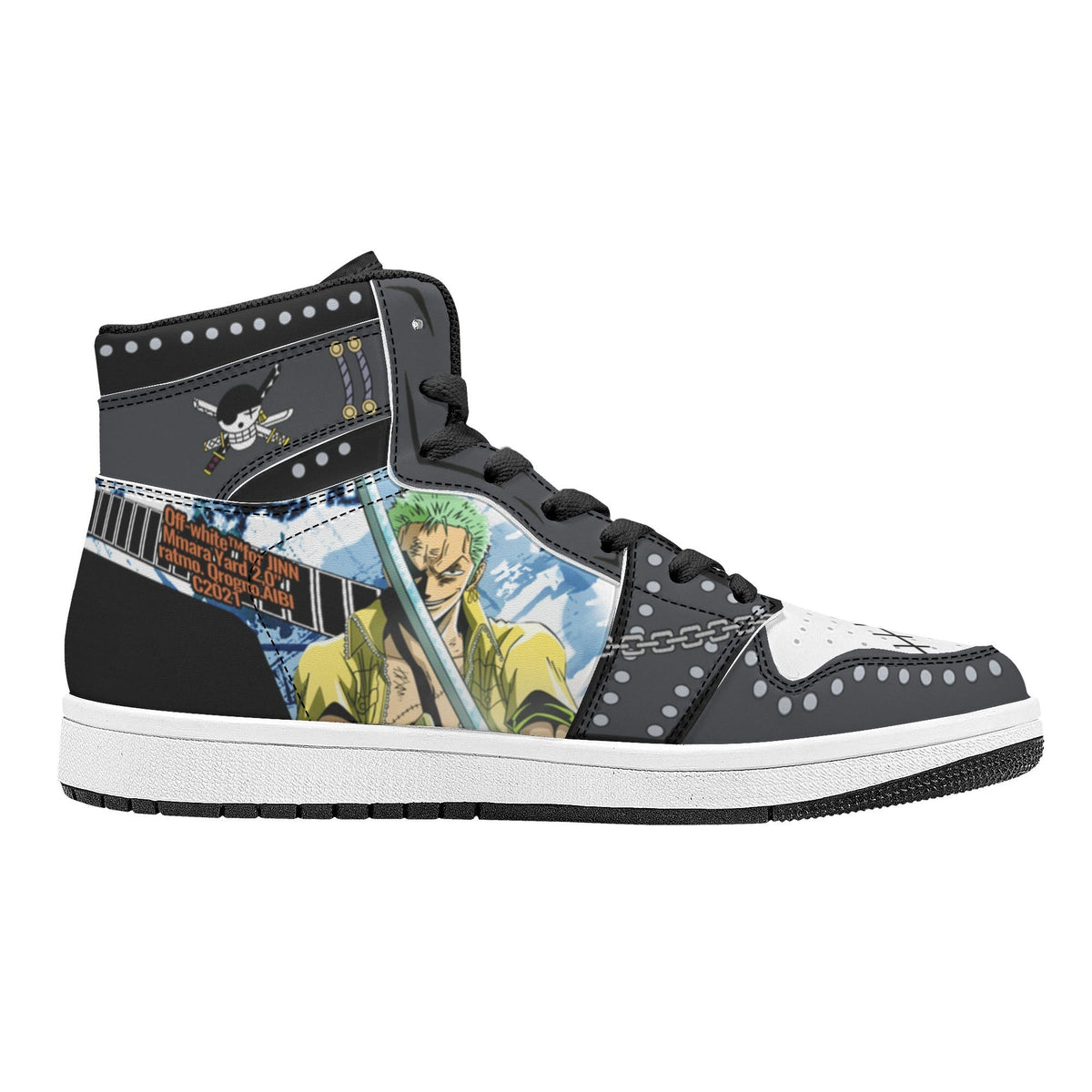 One Piece Roronoa Zoro Anime High Top Sneakers, Custom Printed Zoro Character Fashion Casual Shoes, One Piece Anime Streetwear Footwear, Anime Sneaker Gift for One Piece Fans