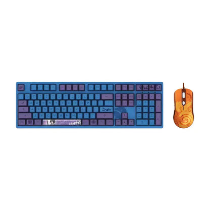 Naruto Anime Mechanical Keyboard and Mouse Combo, Uzumaki Naruto Uchiha Sasuke Themed Wired Gaming Keyboard Mouse Set, 108 Keys Full Size Keyboard, Anime Gaming Desktop Accessories, Gift for Naruto Fans Gamers
