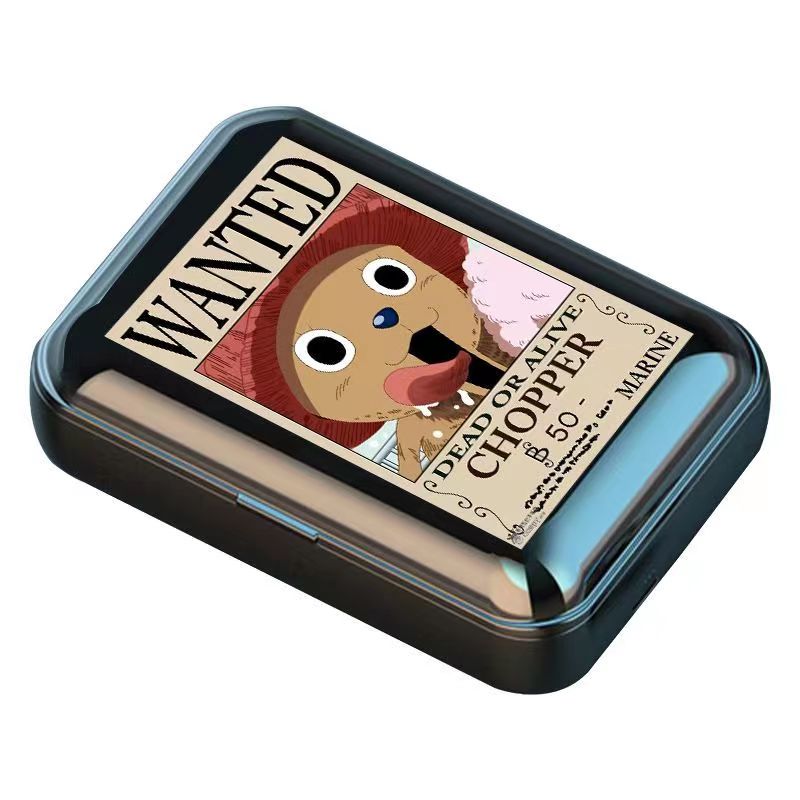 One Piece Wanted Poster Wireless Earbuds, Anime Luffy Zoro Nami Chopper Sanji TWS Bluetooth Earphones, Touch Control Stereo Headphones with Wanted Bounty Poster Charging Case for Anime Fans