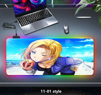 Dragon Ball Z RGB Large Mouse Pad, Anime DBZ Goku Vegeta Frieza Extended Gaming Mousepad with LED Rainbow Light, Non Slip Rubber Base Desk Mat for PC Keyboard Laptop, Dragon Ball Fan Decor