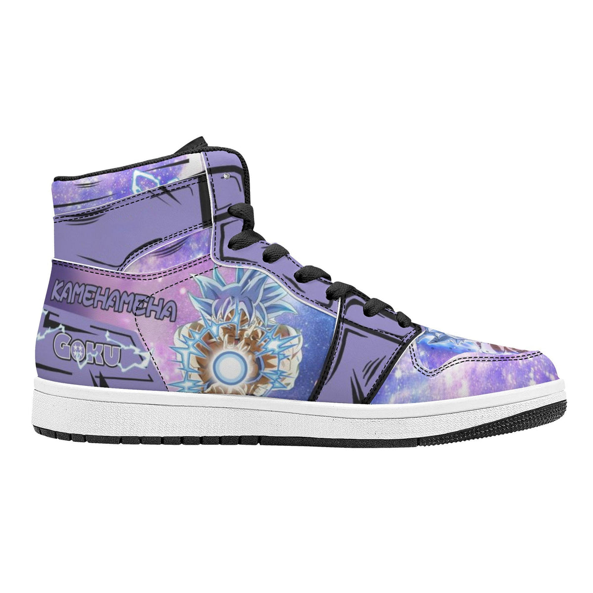 Dragon Ball Vegeta Ultra Instinct Anime High Top Sneakers, Purple Galaxy Custom Print Streetwear Shoes, Men Women Casual Fashion Sneakers, Anime Fan Collectible Footwear Gift