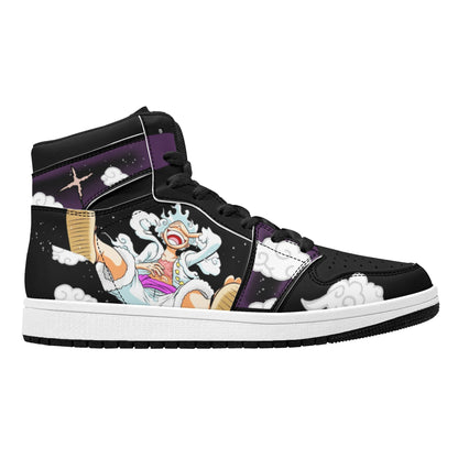 One Piece Luffy Gear 5 Anime High Top Sneakers, Custom Printed Nika Luffy Character Fashion Casual Shoes, One Piece Anime Streetwear Footwear, Anime Sneaker Gift for One Piece Fans
