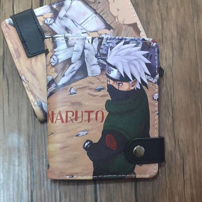 Naruto Anime Bifold Wallet, Multiple Character Printed PU Leather Short Purse, Snap Button Card Holder Cash Pocket Wallet, Naruto Itachi Sasuke Kakashi Naruto Merch Wallet Gift for Anime Fans