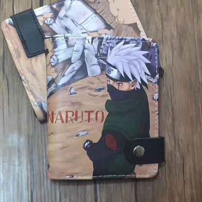Naruto Anime Bifold Wallet, Multiple Character Printed PU Leather Short Purse, Snap Button Card Holder Cash Pocket Wallet, Naruto Itachi Sasuke Kakashi Naruto Merch Wallet Gift for Anime Fans