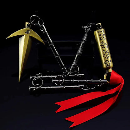 Naruto Yondaime Hokage Minato Kunai Metal Model with 5 Section Whip Chain, Anime Cosplay Prop, Metal Kunai Keychain Decor, Collectible Weapon Model Gift for Naruto Fans