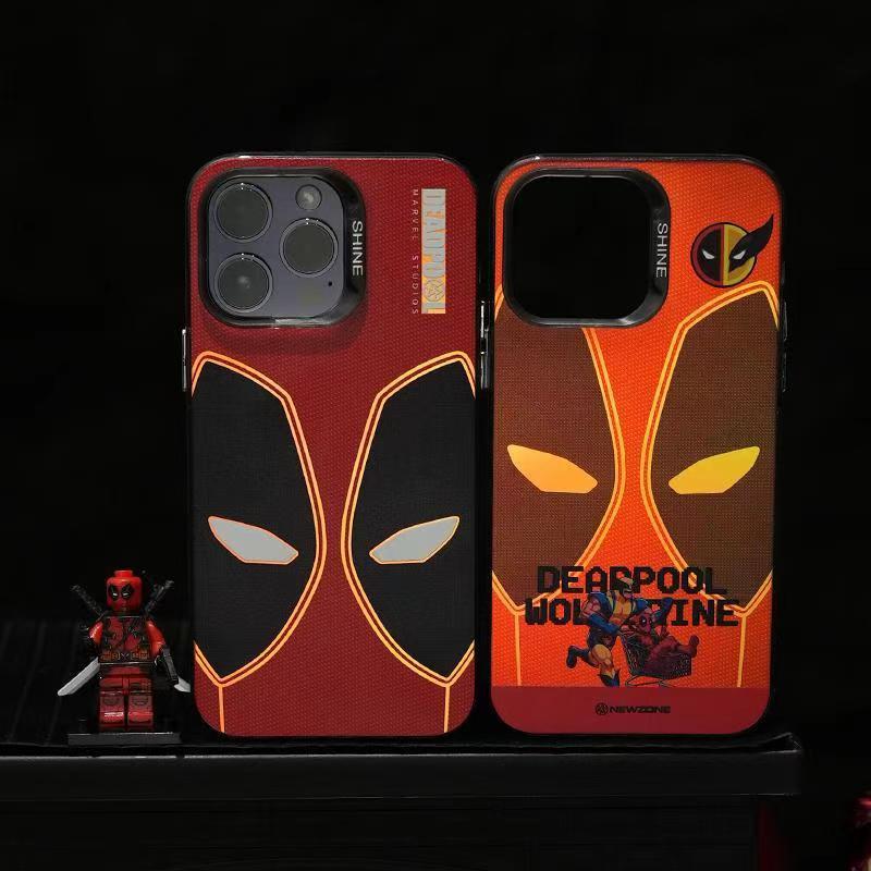 Marvel Deadpool & Wolverine Mask Phone Case for iPhone, Marvel Superhero Full Print Protective Cover, Shockproof Anti-Scratch Phone Shell, 4 Styles Available, Comic Character Collectible Phone Case Gift for Marvel Fans