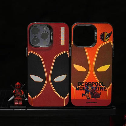 Marvel Deadpool & Wolverine Mask Phone Case for iPhone, Marvel Superhero Full Print Protective Cover, Shockproof Anti-Scratch Phone Shell, 4 Styles Available, Comic Character Collectible Phone Case Gift for Marvel Fans