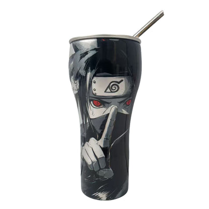 Naruto Anime 30oz Tumbler with Lid and Straw, Stainless Steel Insulated Travel Cup, Naruto Sasuke Kakashi Itachi Character Printed Coffee Mug, Naruto Merch Water Bottle Gift for Anime Fans