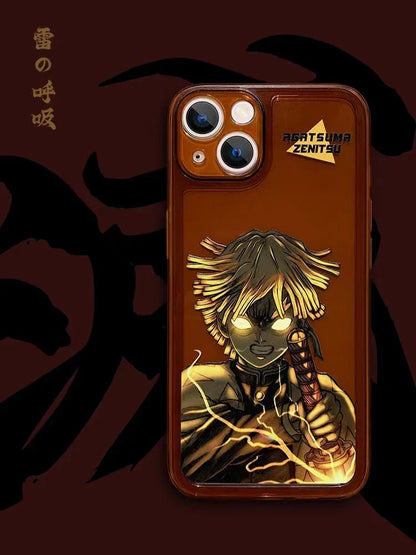 Demon Slayer Anime Phone Case, Tanjiro Zenitsu Print Transparent Shockproof Protective Cover, Cool Flame Pattern Clear Phone Shell, Anime Character Case, Gift for Demon Slayer Fans