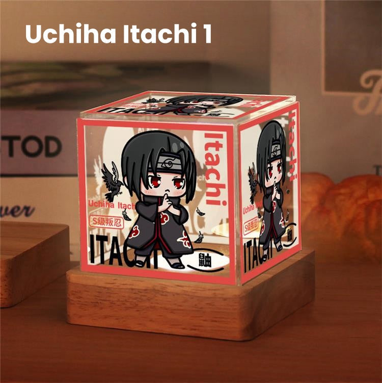 Naruto Anime Cube LED Night Light, Q Version Naruto Minato Obito Kakashi Sasuke Itachi Character Light Box, Acrylic Desk Lamp, Anime Collectible Decor Gift for Naruto Fans