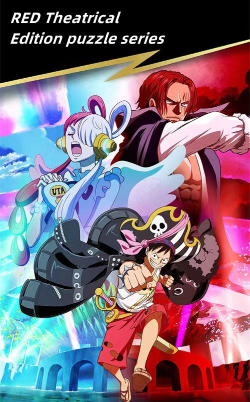 One Piece RED Anime Jigsaw Puzzle, Uta Luffy Shanks 1000 Pieces Cartoon Puzzle, One Piece Movie Character Puzzle Game, Collectible Anime Puzzle for Adults & Teens, Gift for One Piece Fans