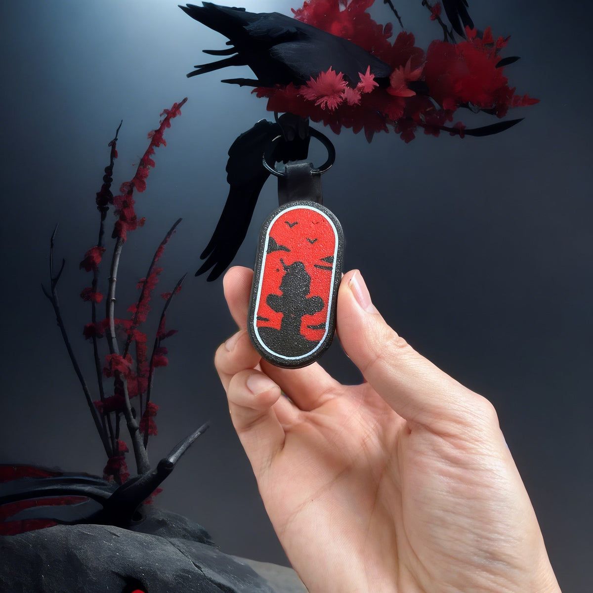 Naruto Akatsuki Magnetic EDC Fidget Slider, Anime Crow Pattern Push Card Fidget Toy, Pocket Stress Relief Clicker Toy, Collectible Gift for Naruto Fans