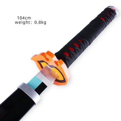 Demon Slayer Cosplay Nichirin Sword, Bamboo Blade Katana Replica, Anime Demon Slayer Prop Sword with Scabbard and Belt, Tanjiro Zenitsu Rengoku Giyuu Cosplay Weapon for Halloween