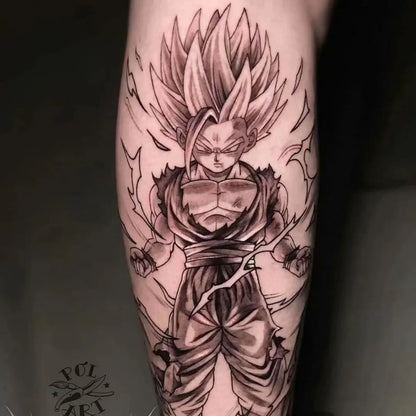 Dragon Ball Z Temporary Tattoo Stickers, DBZ Goku Vegeta Black Sketch Anime Fake Tattoos, Waterproof Long Lasting Body Art Tattoo Decals for Arm Shoulder Cosplay Anime Party Fans