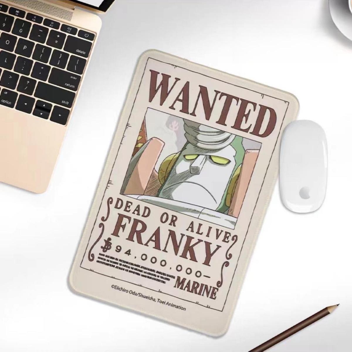 One Piece Wanted Poster Mouse Pad, Anime Bounty Poster Non-Slip Rubber Mousepad, One Piece Luffy Zoro Nami Chopper Robin Gaming Desk Mat, Office Desktop Decor Gift for Anime Fans