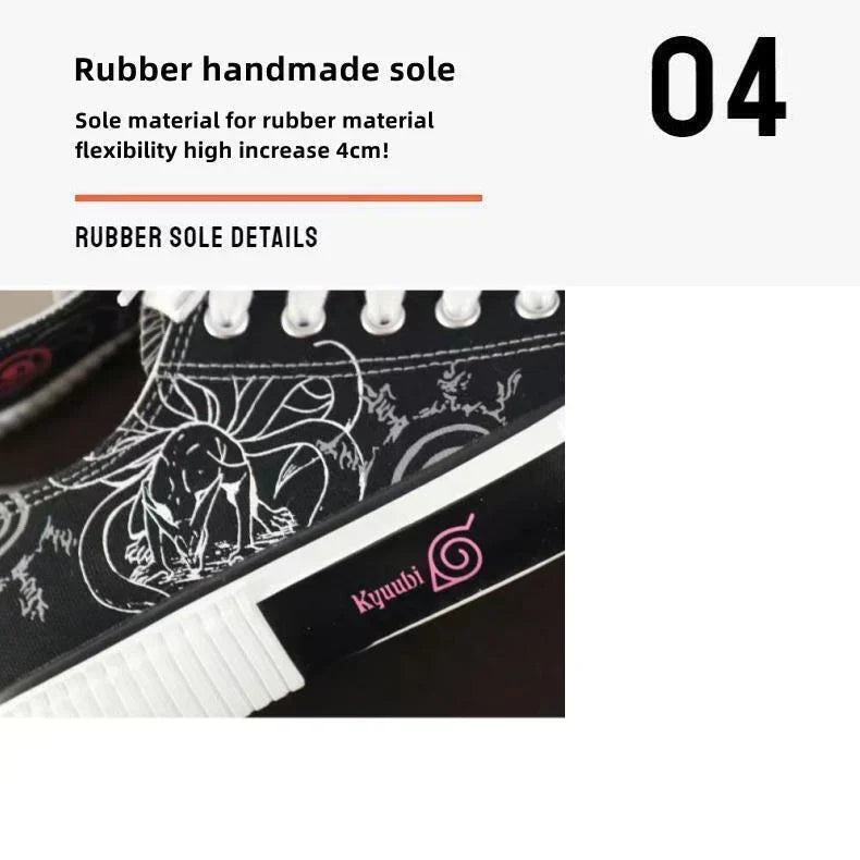 Naruto Boruto Anime Low Top Canvas Sneakers, Konoha Leaf Symbol Printed Casual Shoes, Breathable Lace-up Canvas Footwear, Anime Cosplay Daily Walking Shoes, Anime Fan Gift for Men Women Teens