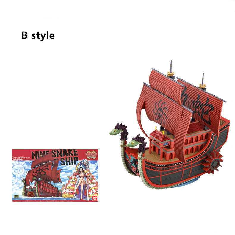One Piece Pirate Ship Model Kit, Thousand Sunny Going Merry Assembly Boat Building Model, Multiple Styles Anime Pirate Vessel Figure, Collectible DIY Assembly Toy Gift for One Piece Fans