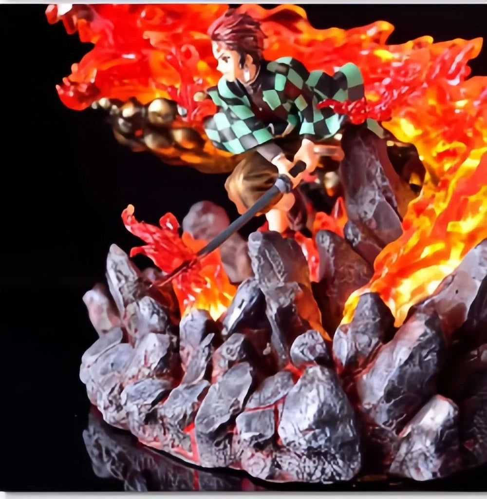 Demon Slayer Tanjiro Kamado Figure, Hinokami Kagura Fire Dragon GK Resin Statue, Kamado Tanjiro Diorama Figurine, Anime Collectible Desktop Ornament Gift for Demon Slayer Fans