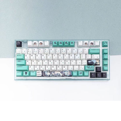 Anime PBT Keycaps Set, Demon Slayer Themed Custom Key Caps, Full Set 108 Keys Dye-Subbed Keycaps for Mechanical Keyboard, Cherry MX Profile Anime Keyboard Decor Gift for Gamers Anime Fans