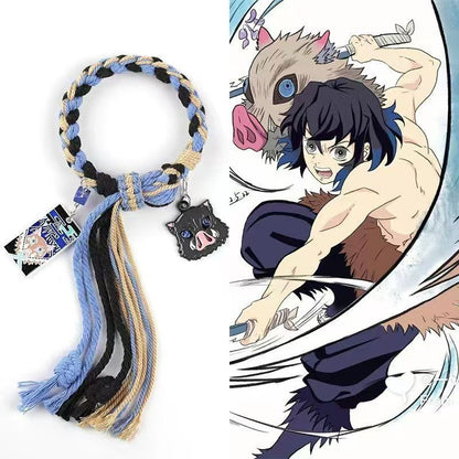 Demon Slayer Anime Braided Rope Bracelet, Kimetsu No Yaiba Character Themed Handmade Wristband, Tanjiro Nezuko Zenitsu Rengoku Cosplay Tassel Bracelets, Anime Jewelry Gift for Demon Slayer Fans
