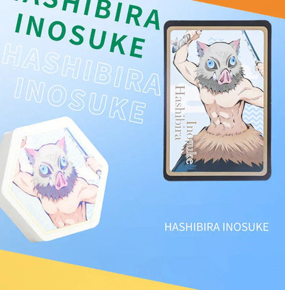 Demon Slayer Kimetsu no Yaiba Hexagonal Eraser with Character Collectible Card, Anime Themed Eraser Set, Cute Stationery for Students, Anime Merch Gift for Demon Slayer Fans