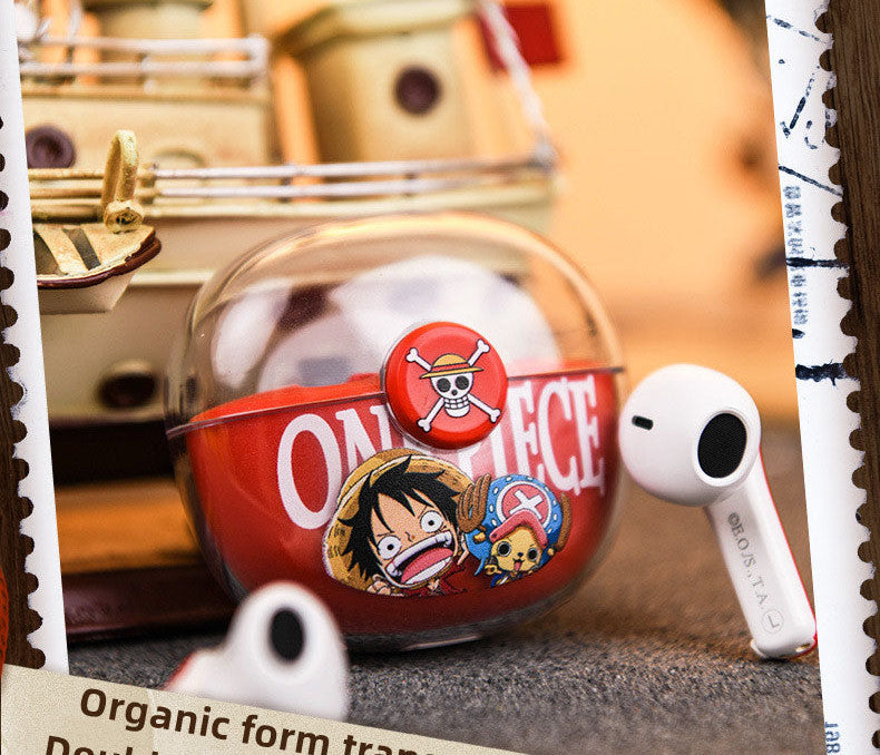 One Piece Monkey D. Luffy Tony Tony Chopper True Wireless Bluetooth 5.3 Earbuds Smart Touch Control Half‑in‑Ear Headphones with Transparent Charging Case Anime Gift For Fans