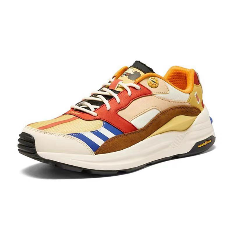 One Piece Usopp Anime Sneakers for Men Women, Multicolor Patchwork Chunky Platform Casual Shoes, Lace Up Anime Cosplay Street Walking Shoes, Breathable Anime Themed Footwear, Collectible Gift for One Piece Usopp Fans