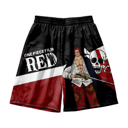 One Piece Film RED Anime Haori and Shorts Set, Japanese Kimono Cardigan with Shorts, 3D Full Print Cosplay Outfit, Loose Casual Anime Costume for Men Women, Anime Merch
