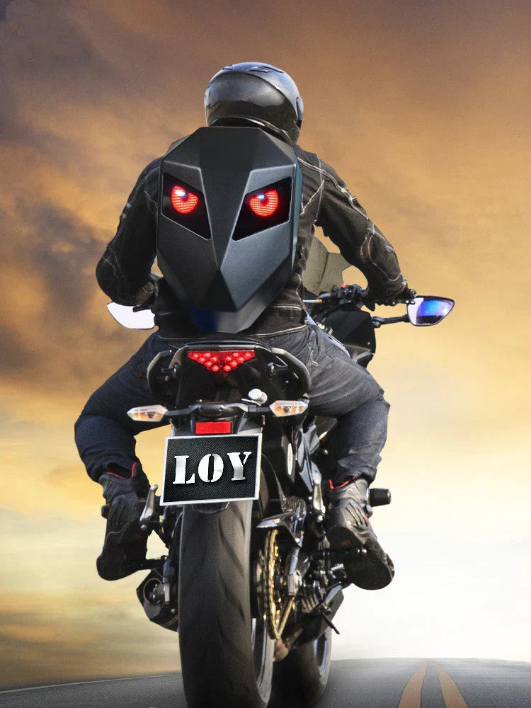 Naruto Anime Sharingan LED Helmet Shaped Hard Shell Backpack, 3D Sharingan Glowing Eyes Expandable Motorcycle Backpack, Waterproof Large Capacity Laptop Bag, Novelty Street Travel Backpack for Naruto Fans