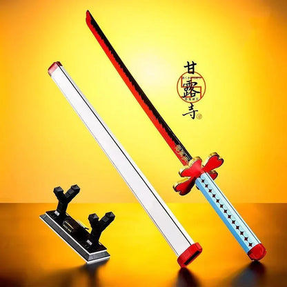 Demon Slayer Nichirin Sword Building Block Set, Kanroji Mitsuri Anime Katana Model with Display Stand, Cosplay Samurai Sword Bricks Kit, Collectible Building Toy for Demon Slayer Fans