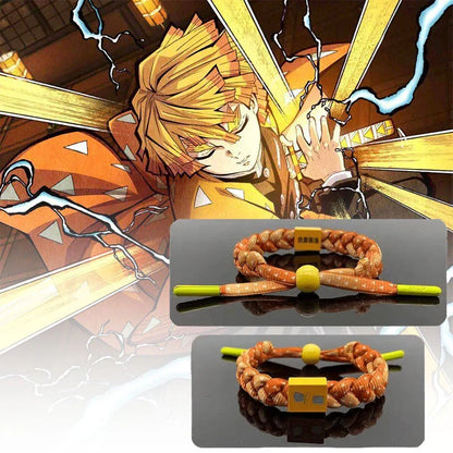 Demon Slayer Anime Braided Bracelet, Tanjiro Nezuko Rengoku Giyuu Cosplay Handmade Woven Rope Bracelet, Adjustable Character Themed Wristband, Anime Fan Collectible Jewelry Gift for Men Women Teens