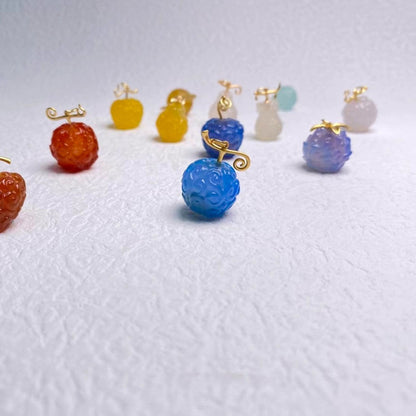 One Piece Devil Fruit Necklace, Hand Carved Natural Stone Devil Fruit Pendant Jewelry, Gum-Gum Fruit Flame-Flame Op-Op Tremor-Tremor Fruit Charm Necklace, Anime Cosplay Collectible Pendant Necklaces, One Piece Fans Unique Gift