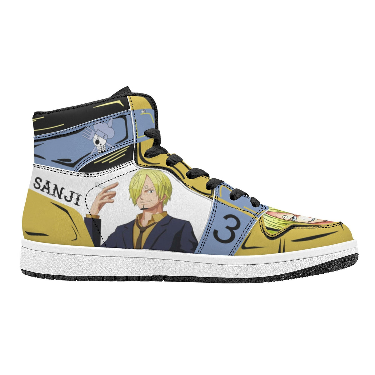 One Piece Sanji Anime High Top Sneakers, Custom Printed Sanji Character Fashion Casual Shoes, One Piece Anime Streetwear Footwear, Anime Sneaker Gift for One Piece Fans