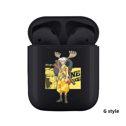 One Piece Anime TWS Wireless Earbuds, Luffy Zoro Sanji Chopper Skull Logo Printed Bluetooth Earphones, Stereo In-Ear Headphones with Portable Charging Case, Anime Fan Gift Wireless Headset