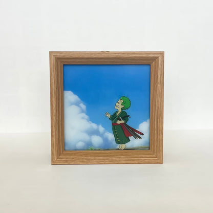One Piece Anime Light Painting Frame Night Light, Luffy Ace Zoro Wooden Photo Frame Lamp, LED Decor Table Lamp Wall Art Decor, Anime Room Decor Merch Gift for One Piece Fans