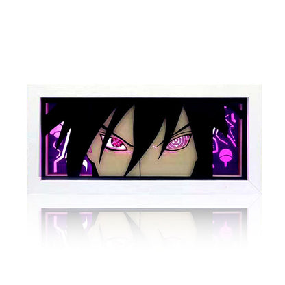 Naruto Anime Paper Cut Light Box, 3D Paper Carving LED Frame Lamp, Sharingan Character Night Light, Desktop Wall Art Decor, Collectible Anime Gift for Naruto Fans