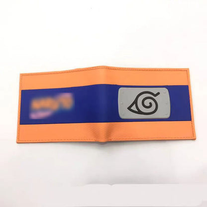 Naruto Anime Bifold Wallet, Akatsuki Red Cloud Leaf Village Symbol PU Leather Short Purse, Card Holder Cash Pocket Coin Pocket, Naruto Cosplay Anime Merch Wallet Gift for Naruto Fans